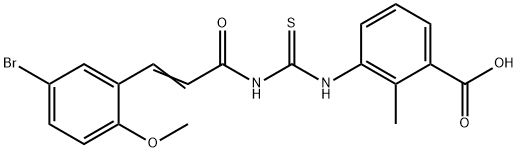 3-[[[[3-(5-BROMO-2-METHOXYPHENYL)-1-OXO-2-PROPENYL]AMINO]THIOXOMETHYL]AMINO]-2-METHYL-BENZOIC ACID 结构式