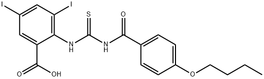 2-[[[(4-BUTOXYBENZOYL)AMINO]THIOXOMETHYL]AMINO]-3,5-DIIODO-BENZOIC ACID 结构式