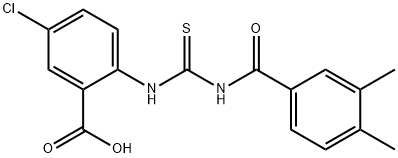 5-CHLORO-2-[[[(3,4-DIMETHYLBENZOYL)AMINO]THIOXOMETHYL]AMINO]-BENZOIC ACID 结构式