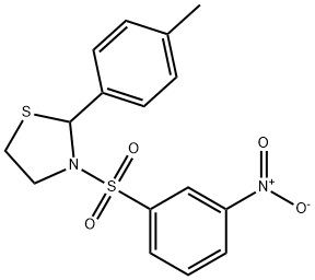 Thiazolidine, 2-(4-methylphenyl)-3-[(3-nitrophenyl)sulfonyl]- (9CI) 结构式