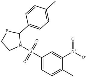 Thiazolidine, 3-[(4-methyl-3-nitrophenyl)sulfonyl]-2-(4-methylphenyl)- (9CI) 结构式