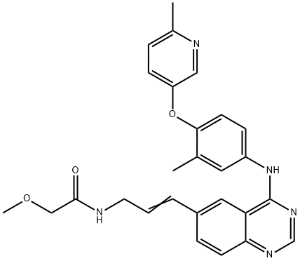 2-甲氧基-N-[3-[4-[[3-甲基-4-[(6-甲基-3-吡啶基)氧基]苯基]氨基]-6-喹唑啉基]-2-丙烯-1-基]乙酰胺 结构式