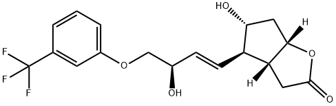 (+)-(3AR,4R,5R,6AS)-六氢-5-羟基-4-[(1E,3R)-3-羟基-4-(3-三氟甲基)苯氧基-1-丁烯基]-2H-环戊并[B]呋喃-2-酮 结构式