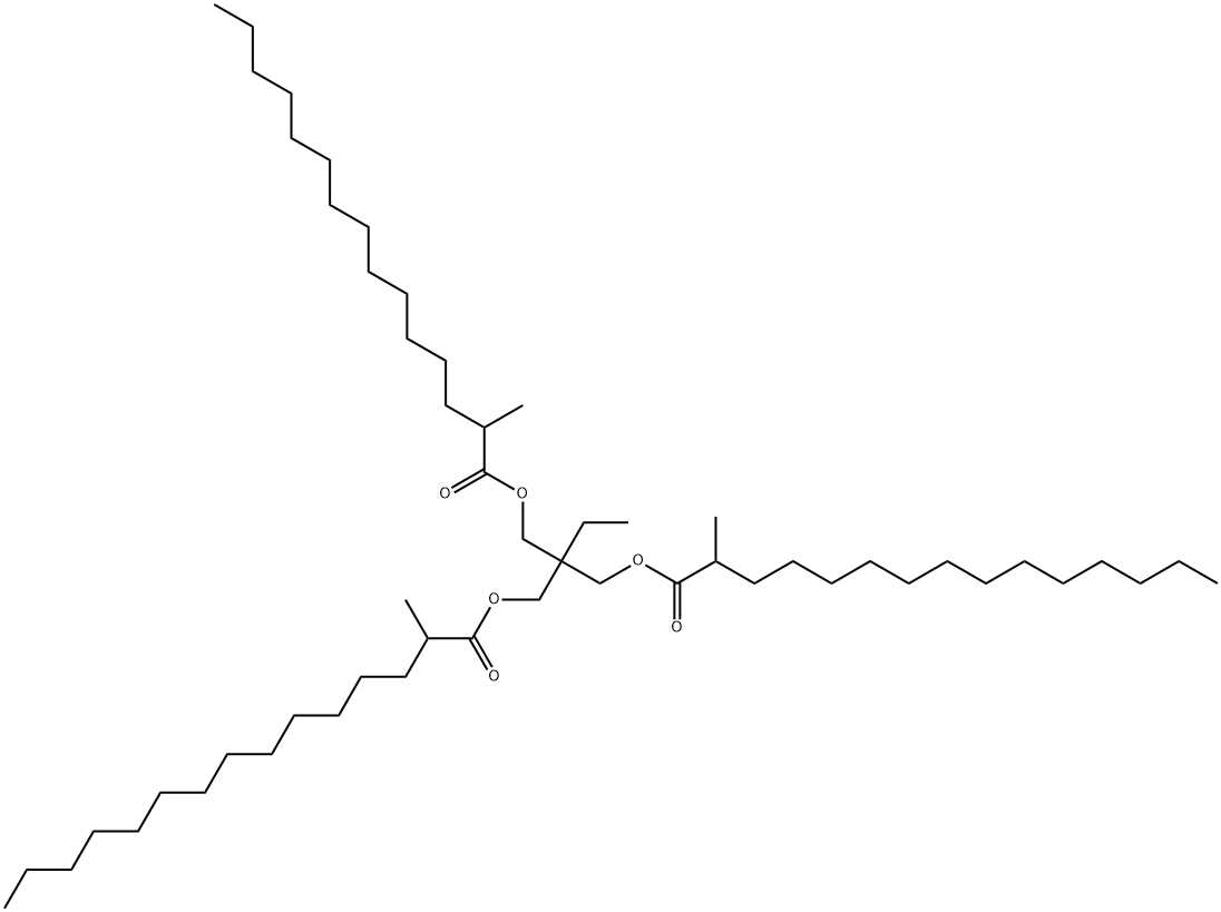 2-甲基-十五酸-2-乙基-2-[[(2-甲基-1-氧代十五烷基)氧]甲基代]1,3-亚丙基酯 结构式
