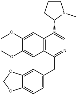 1-(1,3-Benzodioxol-5-ylmethyl)-6,7-dimethoxy-4-[(2S)-1-methylpyrrolidin-2-yl]isoquinoline 结构式