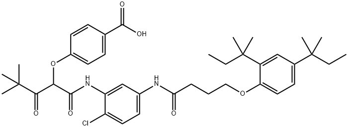 4-[1-[5-[4-[2,4-BIS(2-METHYLBUTAN-2-YL)PHENOXY]BUTANOYLAMINO]-2-CHLOROANILINO]-4,4-DIMETHYL-1,3-DIOX 结构式