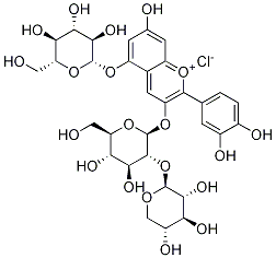 氯化花青素 3-桑布双糖苷-5-葡糖苷 结构式