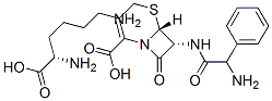 L-lysine mono[[6R-[6alpha,7beta(R*)]]-7-[(aminophenylacetyl)amino]-3-methyl-8-oxo-5-thia-1-azabicyclo[4.2.0]oct-2-ene-2-carboxylate] 结构式