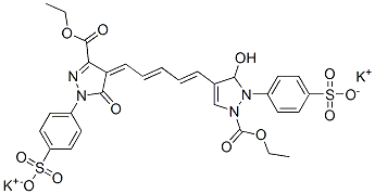 4-[2-乙氧基羰基-5-羟基-4-[5-[3-乙氧羰基-5-氧代-1-(4-磺酸根苯基)-2-吡唑啉-4-亚基]-1,3-戊二烯基]-1-吡唑基]苯磺酸二钾盐 结构式