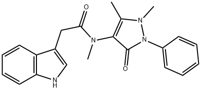 N-(1,5-dimethyl-3-oxo-2-phenyl-pyrazol-4-yl)-2-(1H-indol-3-yl)-N-methyl-acetamide 结构式