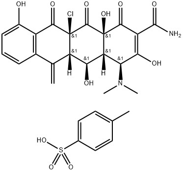 2-Naphthacenecarboxamide, 11a-chloro-4-(dimethylamino)-1,4,4a,5,5a,6,11,11a,12,12a-decahydro-3,5,10,12a-tetrahydroxy-6-methylene-1,11,12-trioxo-, [4S-(4alpha,4aalpha,5alpha,5aalpha,11aalpha,12aalpha)]-, mono(4-methylbenzenesulfonate) (salt)  结构式