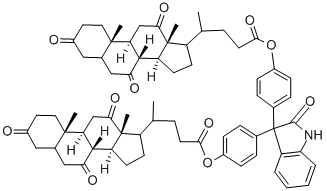 [4-[3-[4-[4-(10,13-dimethyl-3,7,12-trioxo-1,2,4,5,6,8,9,11,14,15,16,17-dodecahydrocyclopenta[a]phenanthren-17-yl)pentanoyloxy]phenyl]-2-oxo-1H-indol-3-yl]phenyl] 4-(10,13-dimethyl-3,7,12-trioxo-1,2,4,5,6,8,9,11,14,15,16,17-dodecahydrocyclopenta[a]phenanthren-17-yl)pentanoate 结构式