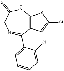 7-chloro-5-(2-chlorophenyl)-1,3-dihydro-2H-thieno-(2,3-e)-(1,4)-diazepine-2-thione 结构式