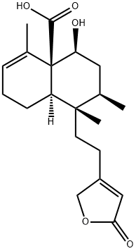 1,2,3,4,4a,7,8,8a-Octahydro-1-[2-(2,5-dihydro-5-oxofuran-3-yl)ethyl]-4-hydroxy-1,2,5-trimethylnaphthalene-4a-carboxylic acid 结构式