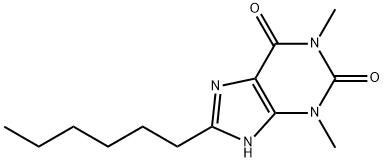 8-Hexyl-3,7-dihydro-1,3-dimethyl-1H-purine-2,6-dione 结构式