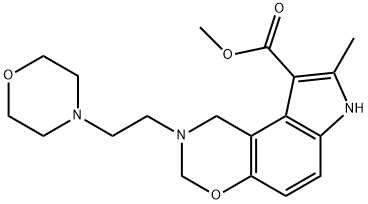 methyl 1,2,3,7-tetrahydro-8-methyl-2-(2-morpholinoethyl)pyrrolo[3.2-f][1,3]benzoxazine-9-carboxylate 结构式