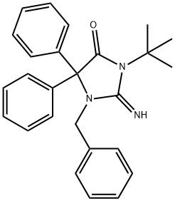 3-(1,1-Dimethylethyl)-2-imino-5,5-diphenyl-1-(phenylmethyl)-4-imidazolidinone 结构式