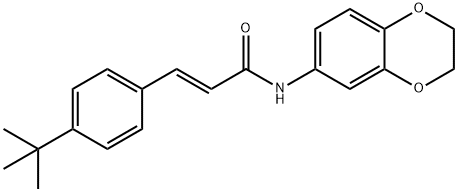 (2E)-N-(2,3-二氢-1,4-苯并二噁英-6-基)-3-[4-(1,1-二甲基乙基)苯基]-2-丙酰胺 结构式