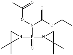 N-Acetyloxy-N-[bis(2,2-dimethyl-1-aziridinyl)phosphinyl]carbamic acid ethyl ester 结构式