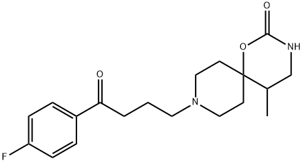 9-[3-(p-Fluorobenzoyl)propyl]-5-methyl-1-oxa-3,9-diazaspiro[5.5]undecan-2-one 结构式