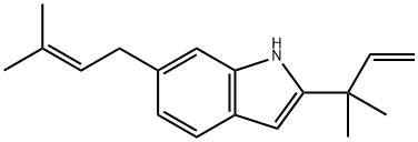 2-(1,1-Dimethyl-2-propenyl)-6-(3-methyl-2-butenyl)-1H-indole 结构式