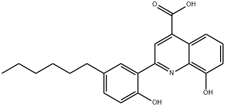 2-(2-hydroxy-5-n-hexylphenyl)-8-quinolinol-4-carboxylic acid 结构式