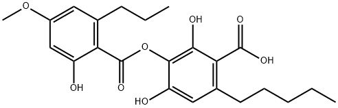 2,4-Dihydroxy-3-[(2-hydroxy-4-methoxy-6-propylbenzoyl)oxy]-6-pentylbenzoic acid 结构式