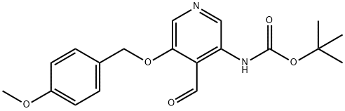 (4-甲酰基-5-((4-甲氧基苄基)氧基)吡啶-3-基)氨基甲酸叔丁酯 结构式