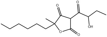 5-Hexyl-3-(2-hydroxy-1-oxobutyl)-5-methyl-2,4(3H,5H)-furandione 结构式