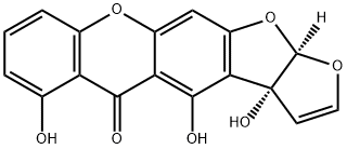 (3aR,12aR)-3a,12a-Dihydro-3a,4,6-trihydroxy-5H-furo[3',2':4,5]furo[3,2-b]xanthen-5-one 结构式