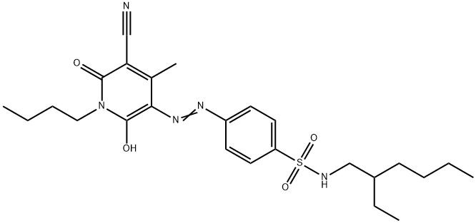 4-[(1-丁基-5-氰基-1,6-二氢-2-羟基-4-甲基-6-氧代-3-吡啶基)偶氮]-N-(2-乙基己基)-苯磺酰胺 结构式