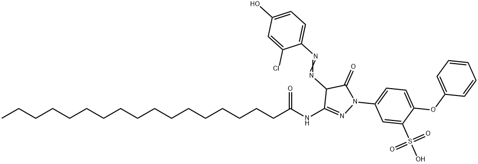 1-(3-SULFO-4-PHENOXY-PHENYL)-3-OCTADECANAMIDO-4-(2-CHLOR-4-HYDROXY)-PHENYLAZO-PYRAZOLINE-5-ONE 结构式