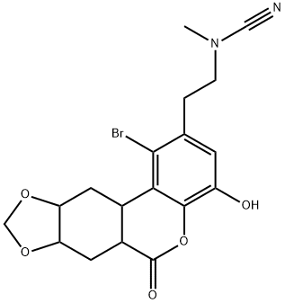 N-[2-(1-Bromo-6a,7,7a,10a,11,11a-hexahydro-4-hydroxy-6-oxo-6H-[1,3]benzodioxolo[5,6-c][1]benzopyran-2-yl)ethyl]-N-methylcyanamide 结构式