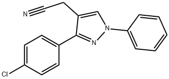 2-[3-(4-氯苯基)-1-苯基-1H-吡唑-4-基]乙腈 结构式