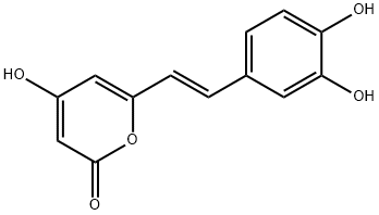 6-[(1E)-2-(3,4-二羟基苯基)乙烯基]-4-羟基-2H-吡喃-2-酮 结构式
