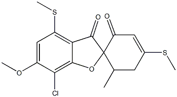 7-Chloro-6-methoxy-6'-methyl-4,4'-bis(methylthio)spiro[benzofuran-2(3H),1'-[3]cyclohexene]-2',3-dione 结构式