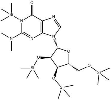 N,N-Dimethyl-1-trimethylsilyl-2'-O,3'-O,5'-O-tris(trimethylsilyl)guanosine 结构式