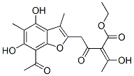 4-(7-Acetyl-4,6-dihydroxy-3,5-dimethylbenzofuran-2-yl)-2-(1-hydroxyethylidene)-3-oxobutyric acid ethyl ester 结构式