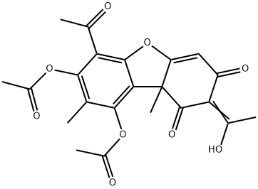 6-Acetyl-7,9-bis(acetyloxy)-2-(1-hydroxyethylidene)-8,9b-dimethyl-1,3(2H,9bH)-dibenzofurandione 结构式