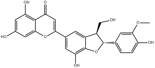 2-[2,3-Dihydro-7-hydroxy-2-(4-hydroxy-3-methoxyphenyl)-3-(hydroxymethyl)benzofuran-5-yl]-5,7-dihydroxy-4H-1-benzopyran-4-one 结构式