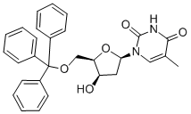 5`-O-三苯甲基-2`-脱氧-Β-D-LYXO喃糖基胸腺嘧啶 结构式
