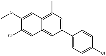 6-Chloro-3-[4-chlorophenyl]-7-methoxy-1-methylnaphthalene 结构式