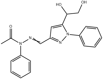 N-Phenyl-N'-[[5-(1,2-dihydroxyethyl)-1-phenyl-1H-pyrazol-3-yl]methylene]acetohydrazide 结构式