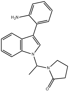 1-[1-[3-(2-Aminophenyl)-1H-indol-1-yl]ethyl]pyrrolidin-2-one 结构式