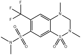 3,4-Dihydro-N,N,2,4-tetramethyl-6-trifluoromethyl-2H-1,2,4-benzothiadiazine-7-sulfonamide 1,1-dioxide 结构式