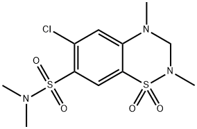 6-Chloro-3,4-dihydro-N,N,2,4-tetramethyl-2H-1,2,4-benzothiadiazine-7-sulfonamide 1,1-dioxide 结构式