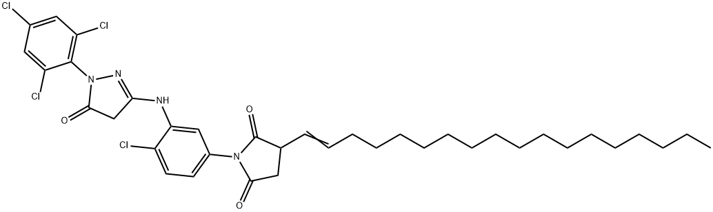 1-[4-氯-3-[[4,5-二氯-5-氧代-1-(2,4,6-三氯苯基)-1H-吡唑-3-基]-氨基]苯基]-3-(1-十八烯基)-2,5-吡咯烷二酮 结构式