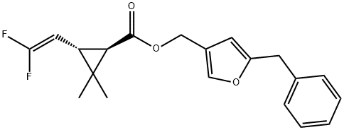 (1R,3S)-3-(2,2-Difluoroethenyl)-2,2-dimethylcyclopropanecarboxylic acid [5-(phenylmethyl)furan-3-yl]methyl ester 结构式