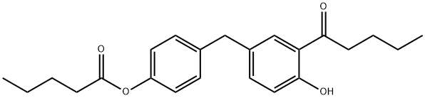 Pentanoic acid 4-[[4-hydroxy-3-(1-oxopentyl)phenyl]methyl]phenyl ester 结构式