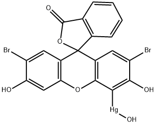 (2',7'-dibromo-3',6'-dihydroxy-3-oxospiro[isobenzofuran-1(3H),9'-[9H]xanthen]-4'-yl)hydroxymercury 结构式